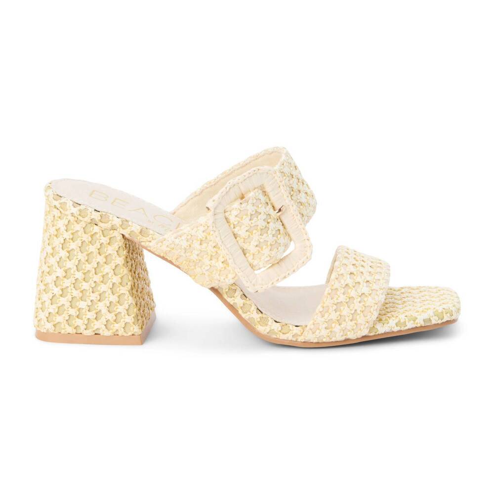 NEW MATISSE women's lucy block heel in raffia french vanilla